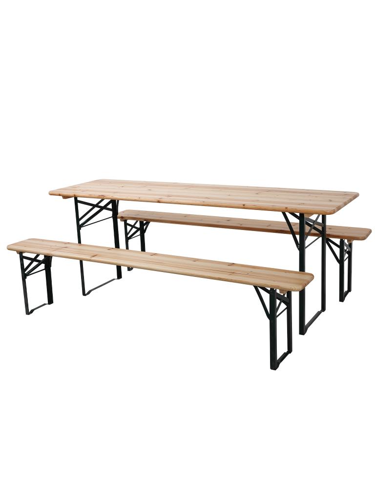 Ensemble de bancs à bière - 220 x 70 CM - Naturel / Noir - G-Line