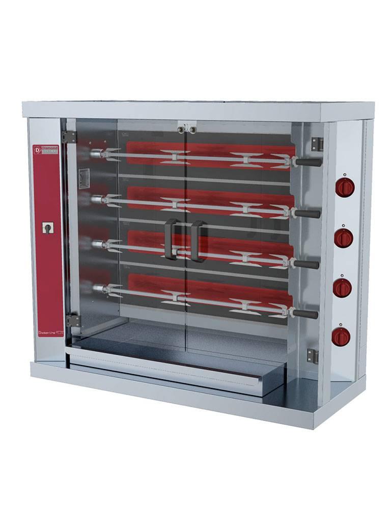 Grill poulet - Vitocéramique - 24 poulets - 400V - Diamant - RVE/4C-CM