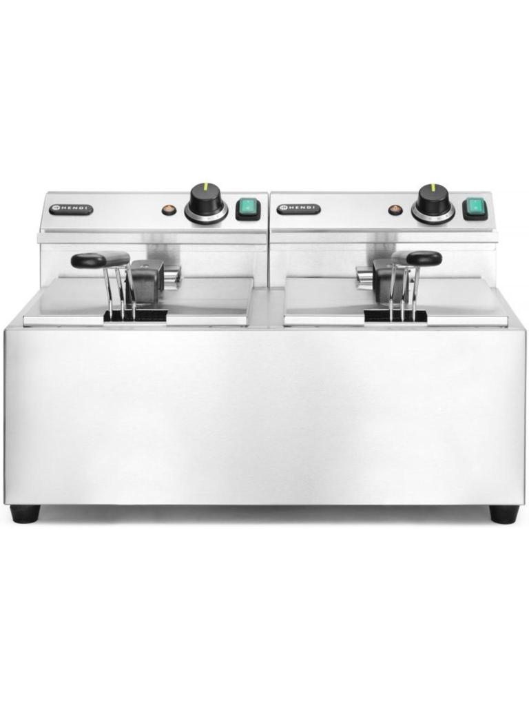 Friteuse Mastercook - 2 x 8 L - Inox 180 - H 34,5 X 45,5 X 60,5 CM - Hendi - 207307