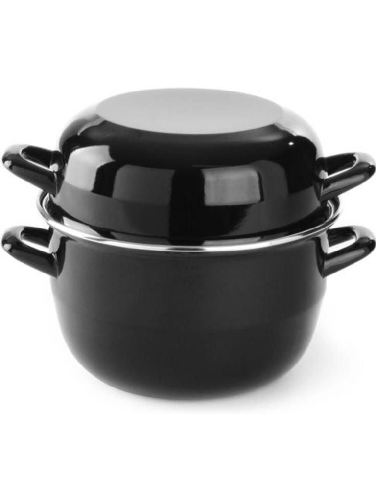 Poêle à moules émaillée - avec couvercle - H 20 X 21.5 X 27 CM - Hendi - 625057
