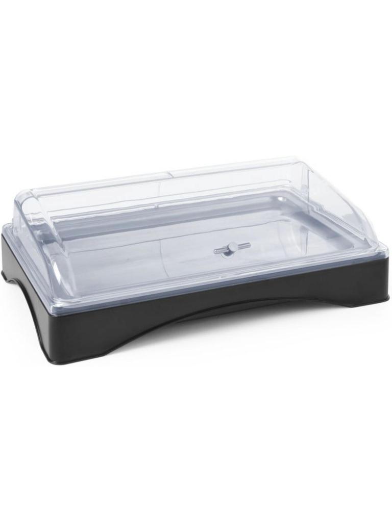 Présentoir de présentation réfrigéré avec capot - Gastronorme 1/1 - Acier Inoxydable Polycarbonate ABS - H 17,5 X 35,7 X 55,5 CM - Hendi - 424186