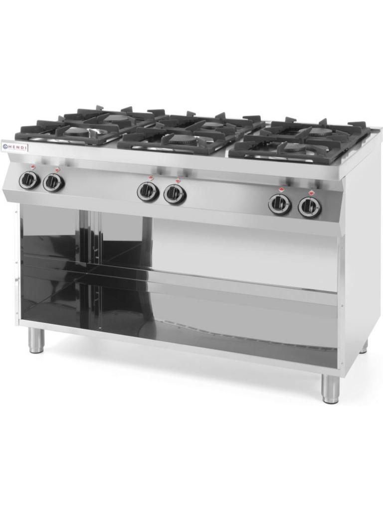 Réchaud à gaz Kitchen Line 6 feux, avec boîtier - Inox - H 90 X 70 X 120 CM - Hendi - 226094