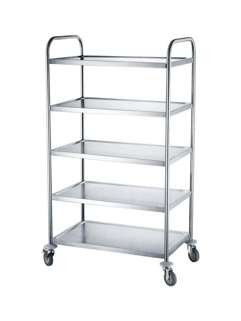 Chariot de service 5 plateaux - Inox - H 156 X 59 X 91 CM - Hendi - 810125