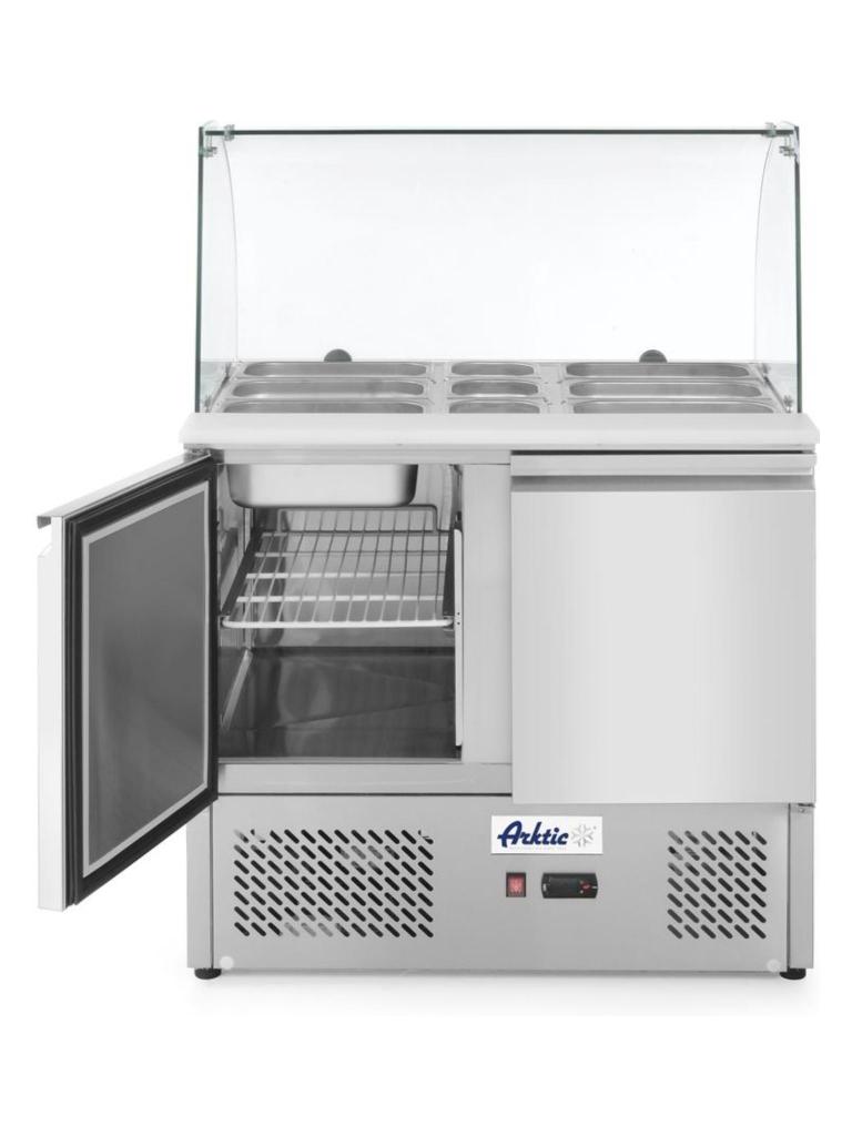 Saladette 2 portes et vitrine vitrée 300L - Inox - H 130 X 70 X 90 CM - Arktic - 232781
