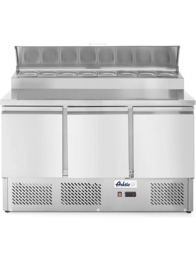 Saladette 3 portes et vitrine GN surélevée 380L - Inox - H 105.5 X 70 X 136.5 CM - Arktic - 232897