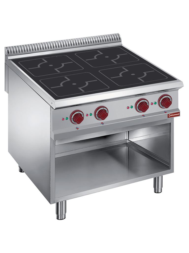 Cuisinière - Induction - 4 Zones - 4 x 5kW - Base ouverte - Diamant - E9/4IDA8