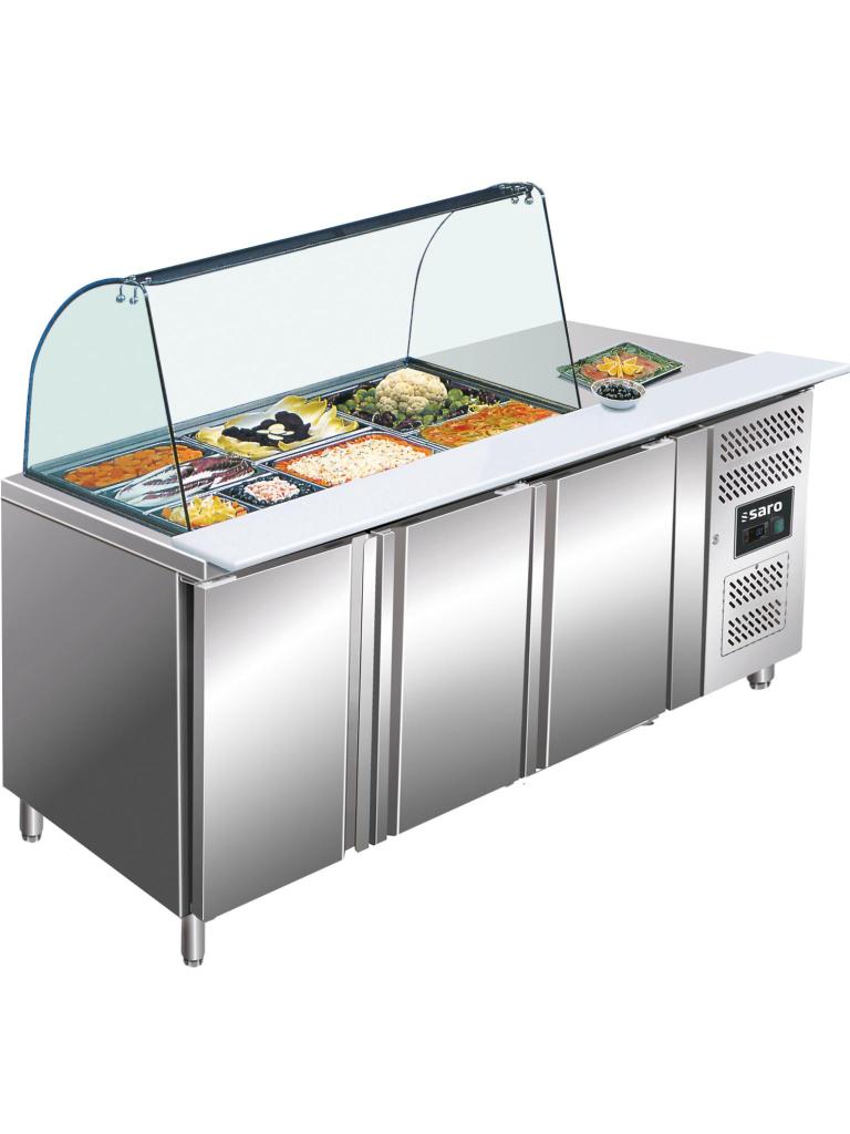Etabli à pizza - 3 portes - H 136,5 x L 179,5 cm - 456 Litres - Acier inoxydable - Saro - 323-10715