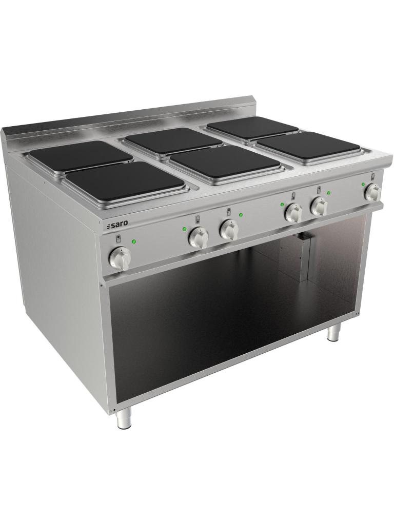 Elektrisch fornuis - 6 Platen - RVS - 400V - H 85 x B 120 x D 90 CM - Saro - 423-8210