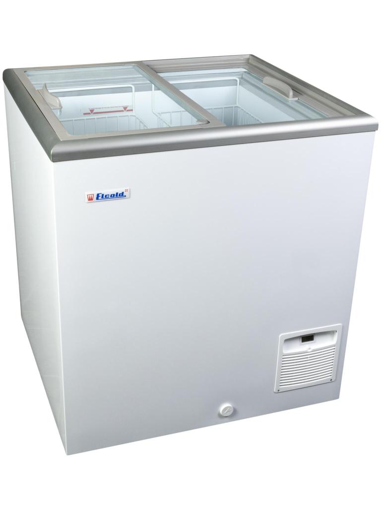 Vrieskist - Glazen Schuifdeksel - Handmatige Temperatuurregeling - Gepoedercoat Staal - 163 Liter - 230V - H 86.7 x B 76.4 x D 69.4 CM - Saro - 481-1025