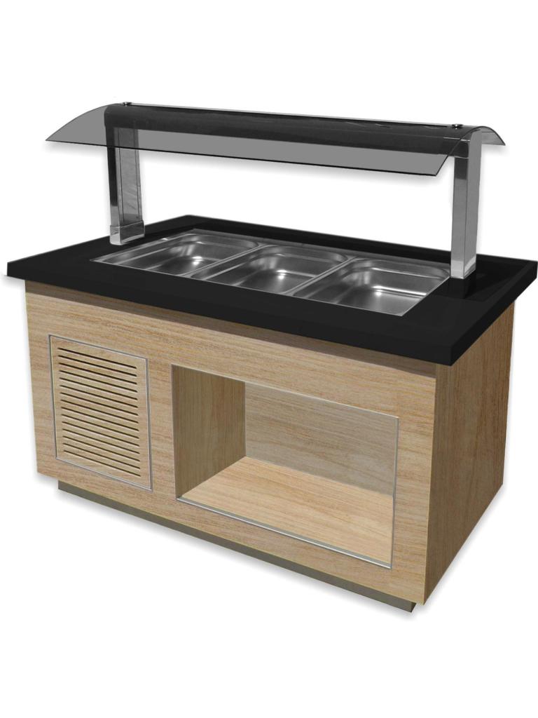 Warm buffet - 3x 1/1 GN - Bruin - RVS - 230V - H 135 x B 130 x D 88 CM - Saro - 366-2600