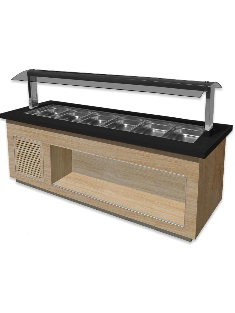 Warm Buffet - 6x 1/1 GN - Bruin - RVS - 230V - H 135 x B 230 x D 88 CM - Saro - 366-2615