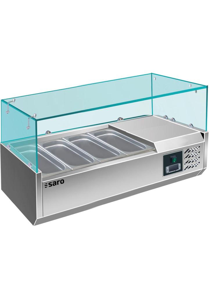 Opzetvitrine - 4x 1/3 GN - Gekoeld - Digitale Temperatuurregeling - RVS - 230V - H 43.5 x B 120 x D 39.5 CM - Saro - 465-2100