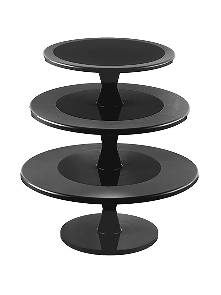 Présentoir à Gâteau Etages-3X - H 44 CM - 2.57 KG - Ø35 CM - Plastique - Noir - Silikomart - 070300
