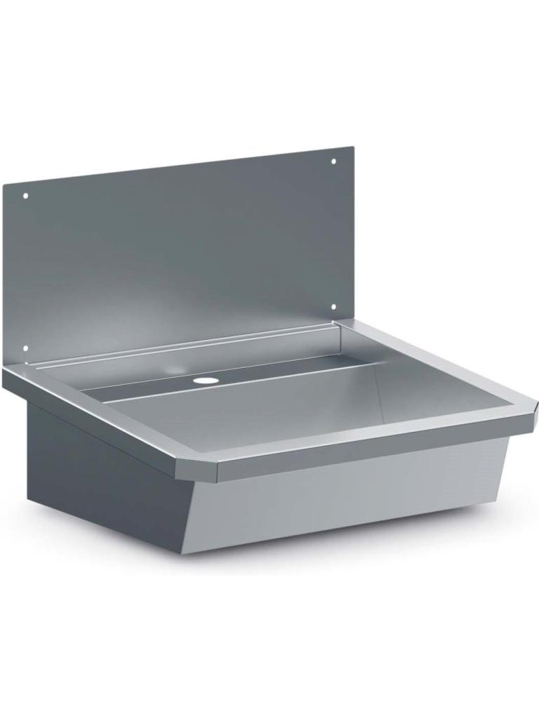 Wasbak - 1 Kraan - Incl. Afvoerplug - Incl. Spatscherm - RVS - H 43.8 x B 60 x D 46.8 CM - Combisteel