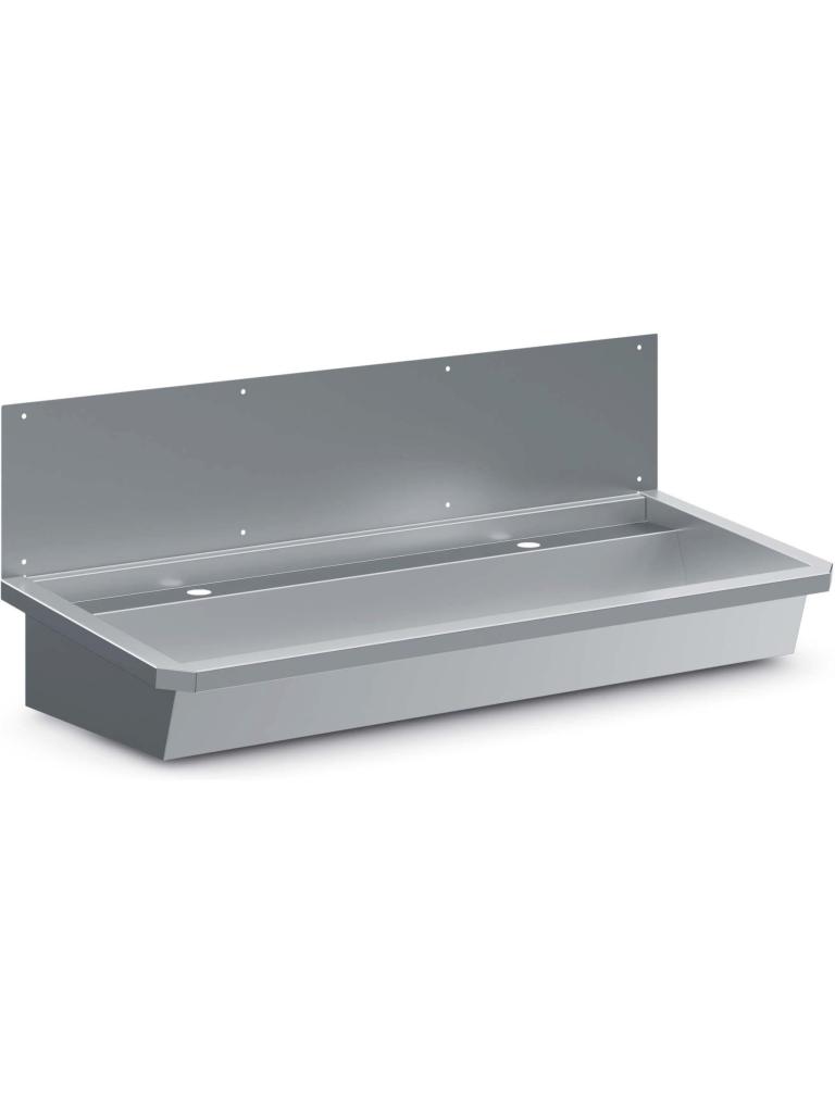 Wasbak - 2 Kranen - Incl. Afvoerplug - Incl. Spatscherm - RVS - H 43.8 x B 120 x D 46.8 CM - Combisteel
