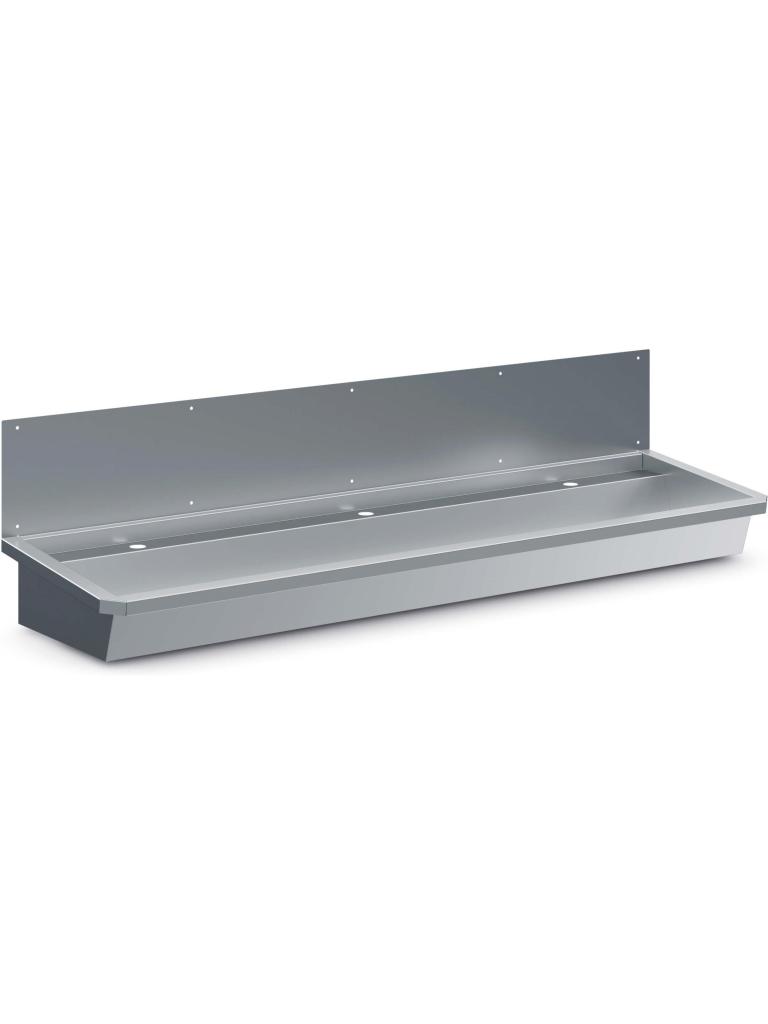 Wasbak - 3 Kranen - Incl. Afvoerplug - Incl. Spatscherm - RVS - H 43.8 x B 180 x D 46.8 CM - Combisteel