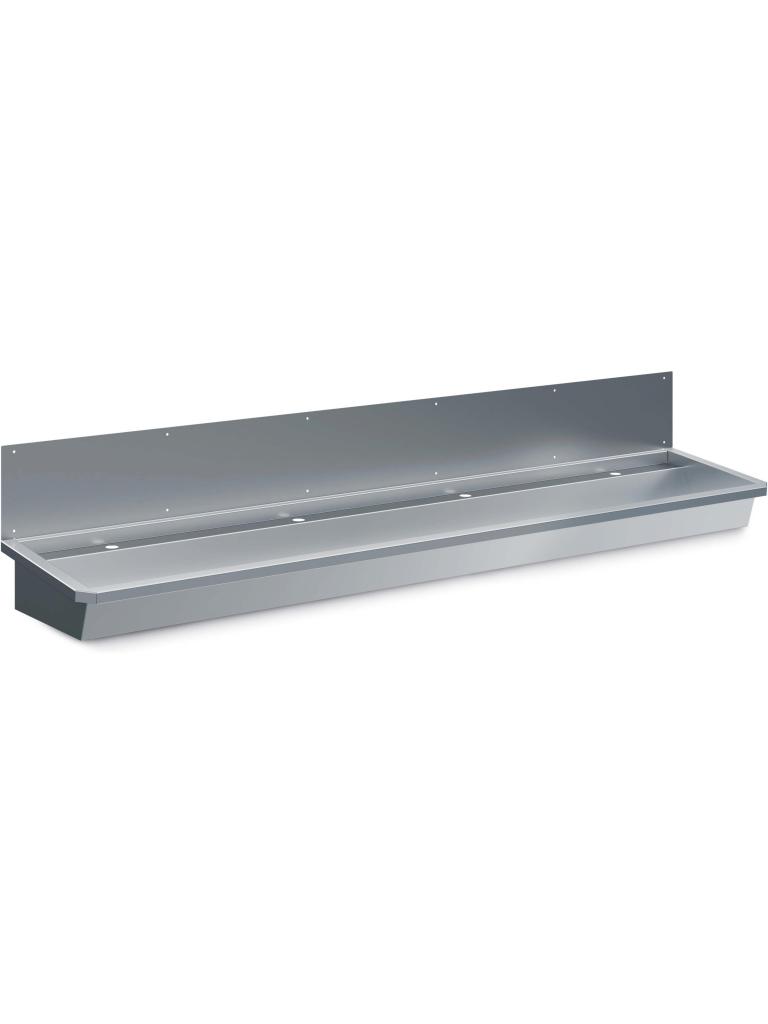 Wasbak - 4 Kranen - Afvoerplug - Spatscherm - RVS - H 43.8 x B 240 x D 46.8 CM - Combisteel