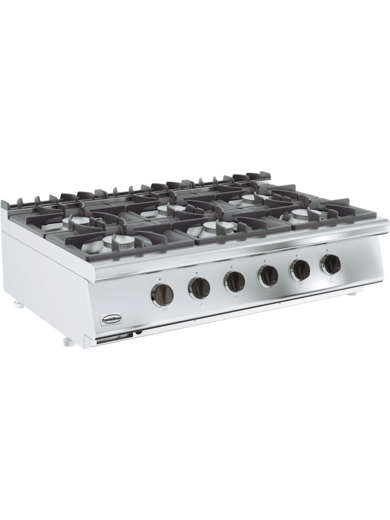 Kooktafel - Gas - 6 Pitten - Tafelmodel - H 30 x B 120 x D 70 CM - Combisteel