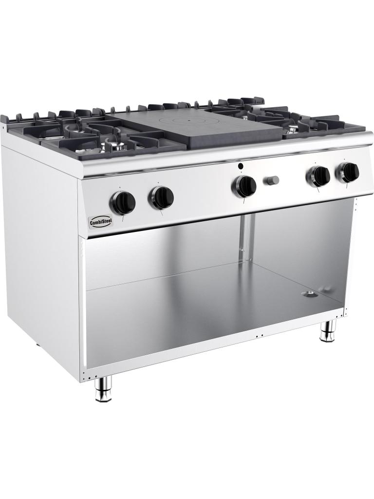 Kookplaatfornuis - Gas - 4 Pitten - Staand Model - H 90 x B 120 x D 70 CM - Combisteel