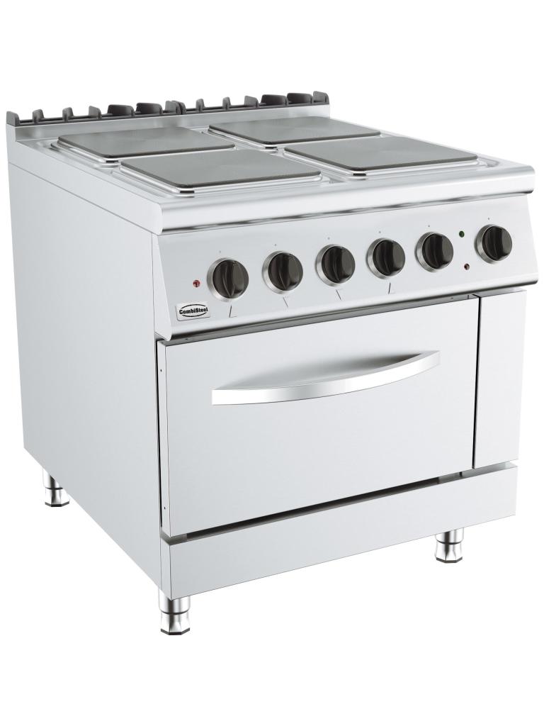 Kooktafel - Elektrisch - 4 Zones - Elektrische Oven - Staand Model - 400V - H 90 x B 80 x D 90 CM - Combisteel