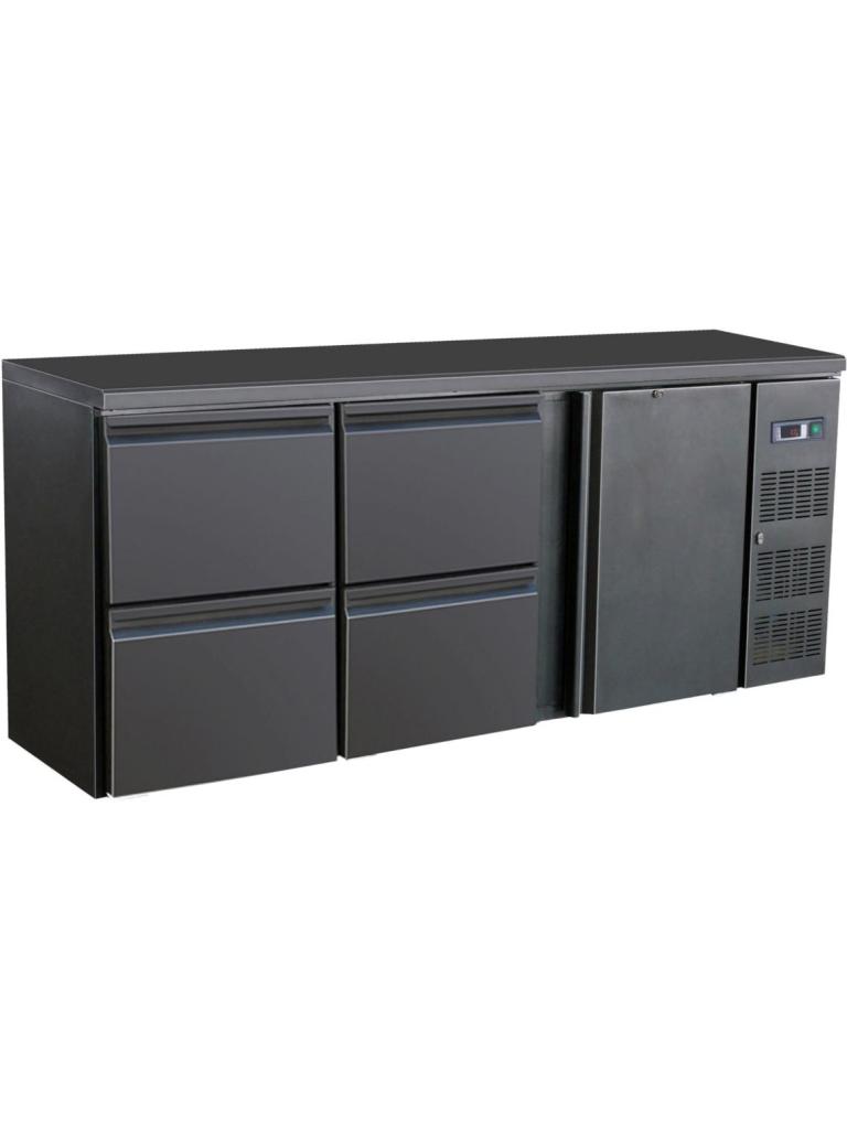 Barkoeler - 4 Laden - 1-Deurs - 537 Liter - Zwart - 230V - H 86 x B 200.2 x D 51.3 CM - Combisteel