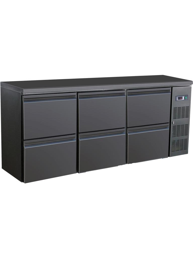 Barkoeler - 6 Laden - 537 Liter - Zwart - 230V - H 86 x B 200.2 x D 51.3 CM - Combisteel