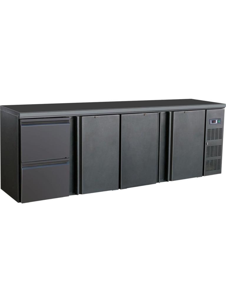Barkoeler - 2 Laden - 3-Deurs - 698 Liter - Zwart - 230V - H 86 x B 254.2 x D 51.3 CM - Combisteel