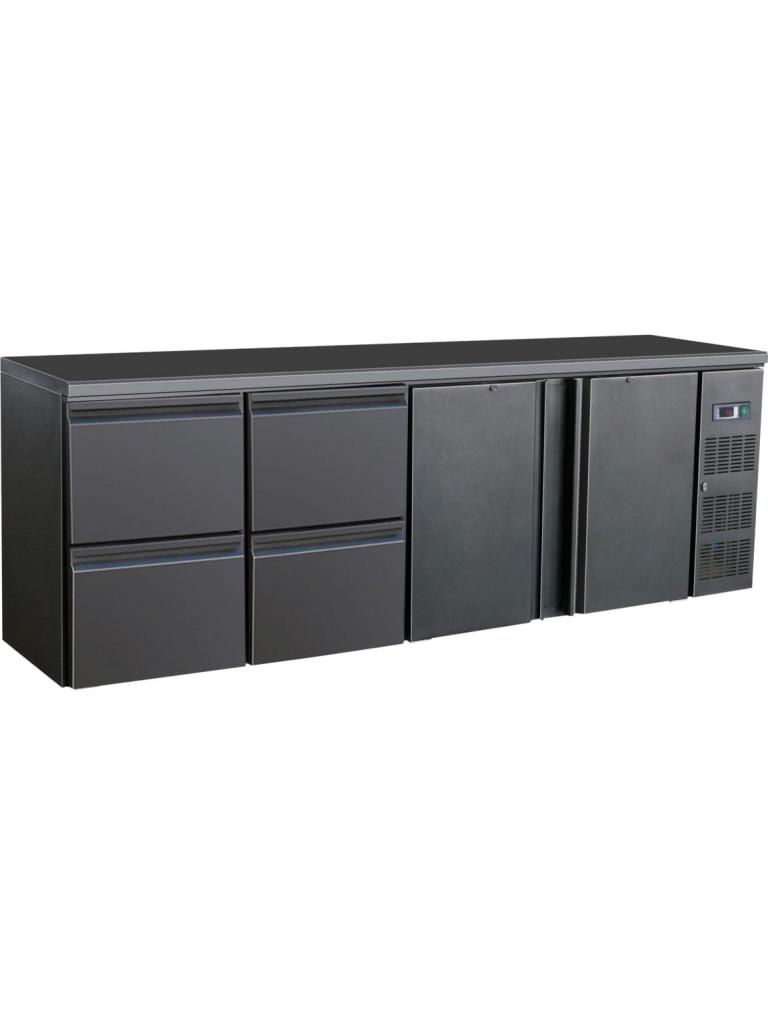 Barkoeler - 4 Laden - 2-Deurs - 698 Liter - Zwart - 230V - H 86 x B 254.2 x D 51.3 CM - Combisteel