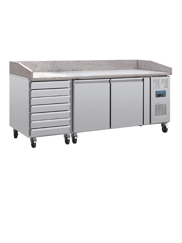 Etabli à Pizza - 428 Litres - 2 Portes - H 100 x 202,5 x 80 CM - 230 V - Inox - Polar - CT423