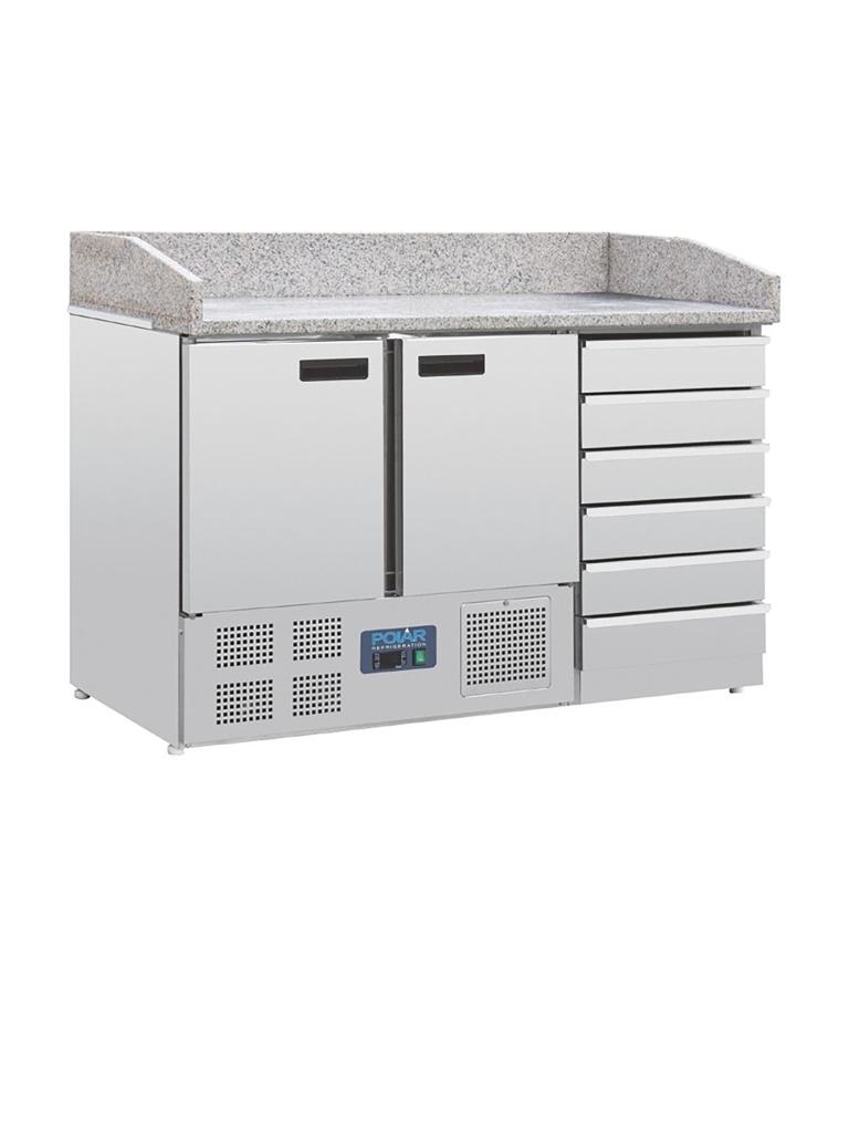 Etabli à Pizza - 257 Litres - 2 Portes - H 106 x 142 x 70 CM - 230 V - Inox - Polar - CT425