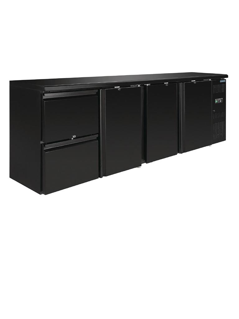 Etabli de refroidissement bar - 698 Litre - 3 portes - 2 tiroirs - H 86 x 254,2 x 51,3 CM - 230 V - Acier - Polar - GL188