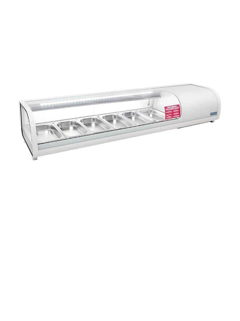 Vitrine à tapas - 6 x GN 1/3 - H 29,2 x 152,9 x 42 CM - 190 W - 230 V - Plastique/Verre - Polaire - CP728