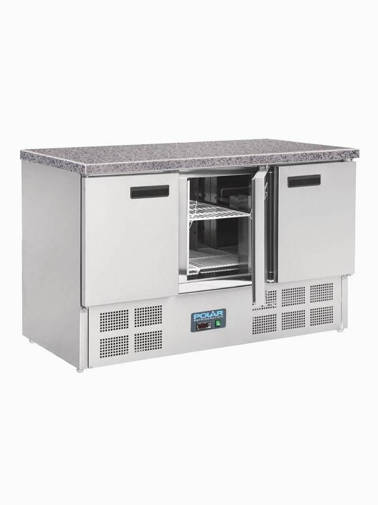 Etabli à pizza - 9 x 1/1 GN - 368 Litres - 3 portes - H 88 x 137 x 70 CM - 230 V - Polar - CL109