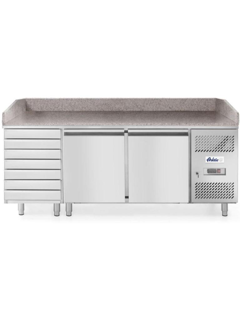Etabli à pizza 2 portes et 7 tiroirs 280L - Inox - H 111 X 80 X 202 CM - Arktic - 232842