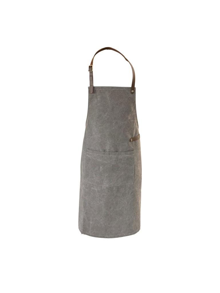 Tablier - Cuir - Toile lavée - Gris - Cuir artisanal