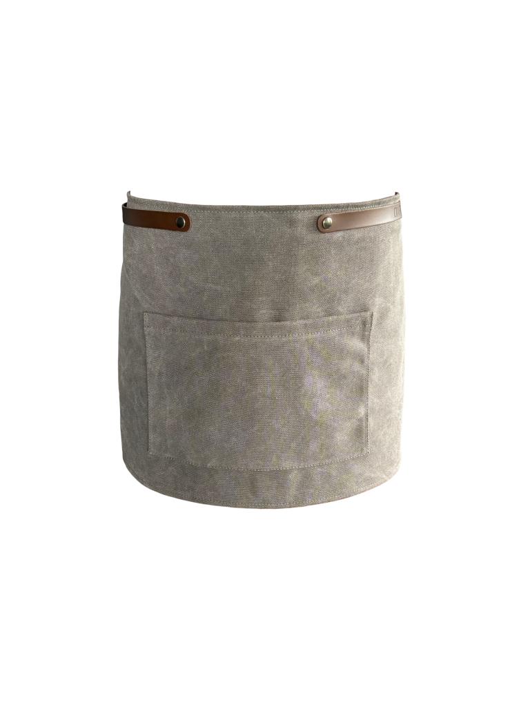 Pantoufle avec poche - Cuir - Toile lavée - Short taille - Gris - Cuir artisanal 
