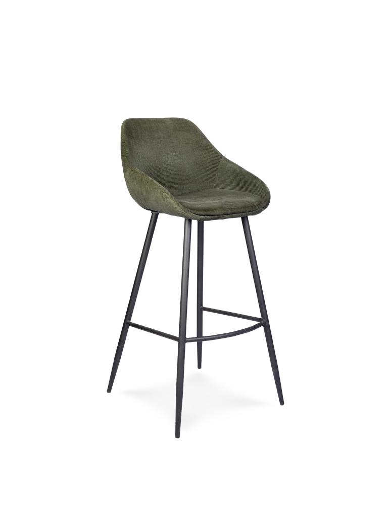 Tabouret de bar restauration - Cadiz - Tissu côtelé - Vert foncé - G-Line