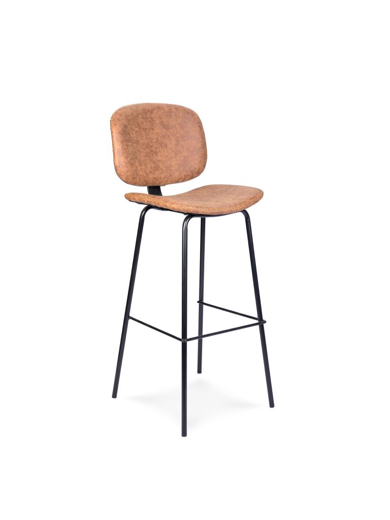 Tabouret de bar restauration - Lamello - Marron - Skaï - Acier - G-Line