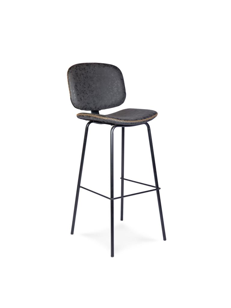 Tabouret de bar restauration - Lamello - Noir - Skaï - Acier - G-Line