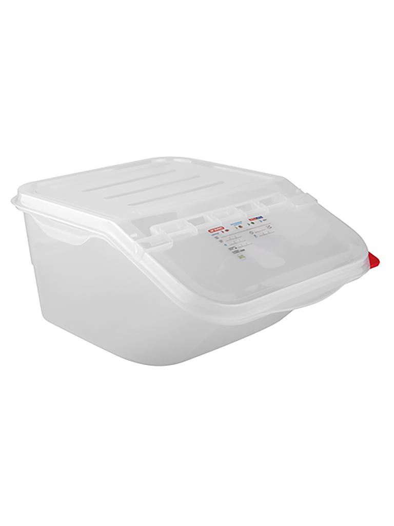 Conteneur alimentaire - H 20 x 34 x 41,5 CM - 1 124 KG - Polypropylène - Transparent - 16 Litre - -40°C / +90°C - Couvercle à charnière - Araven - 962071