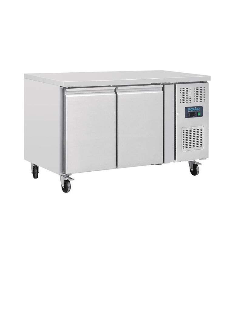 Etabli réfrigéré - 228 Litres - 2 portes - H 86 x 136 x 60 CM - 230 V - Inox - Polar - G377