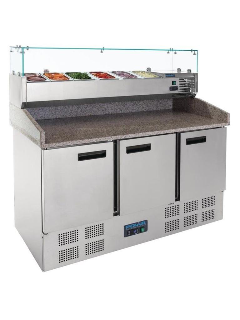 Etabli à Pizza - 368 Litres - 3 Portes - H 144,5 x 140 x 70 CM - 230 V - Polar - CN267