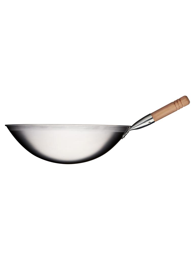 Wok - Ø40 x H 12 CM - Acier - Manche bois - G-Line