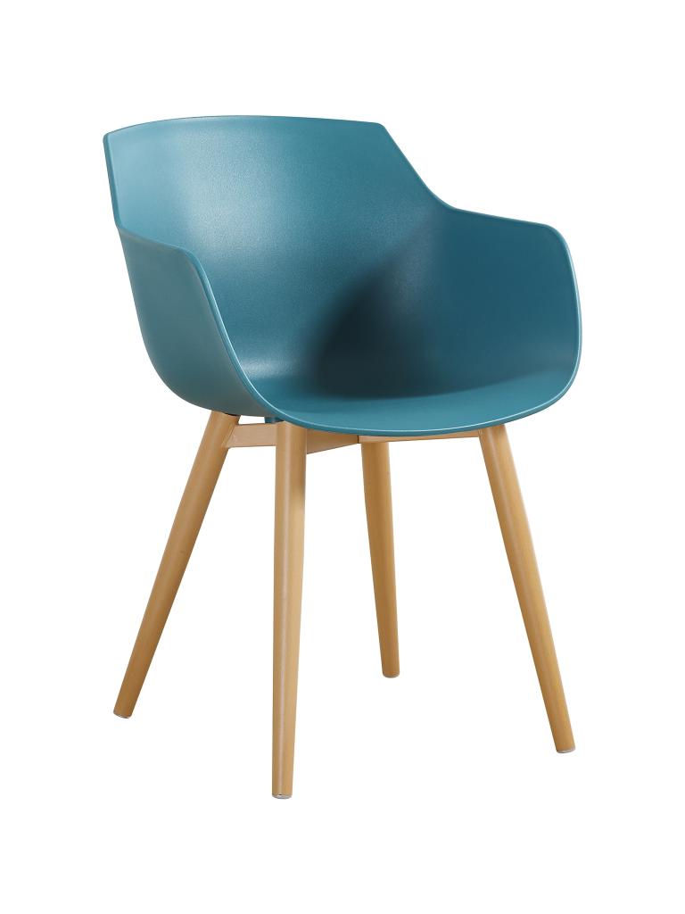 Chaise de restauration - Simone - Pétrole / Aspect bois - G-Line