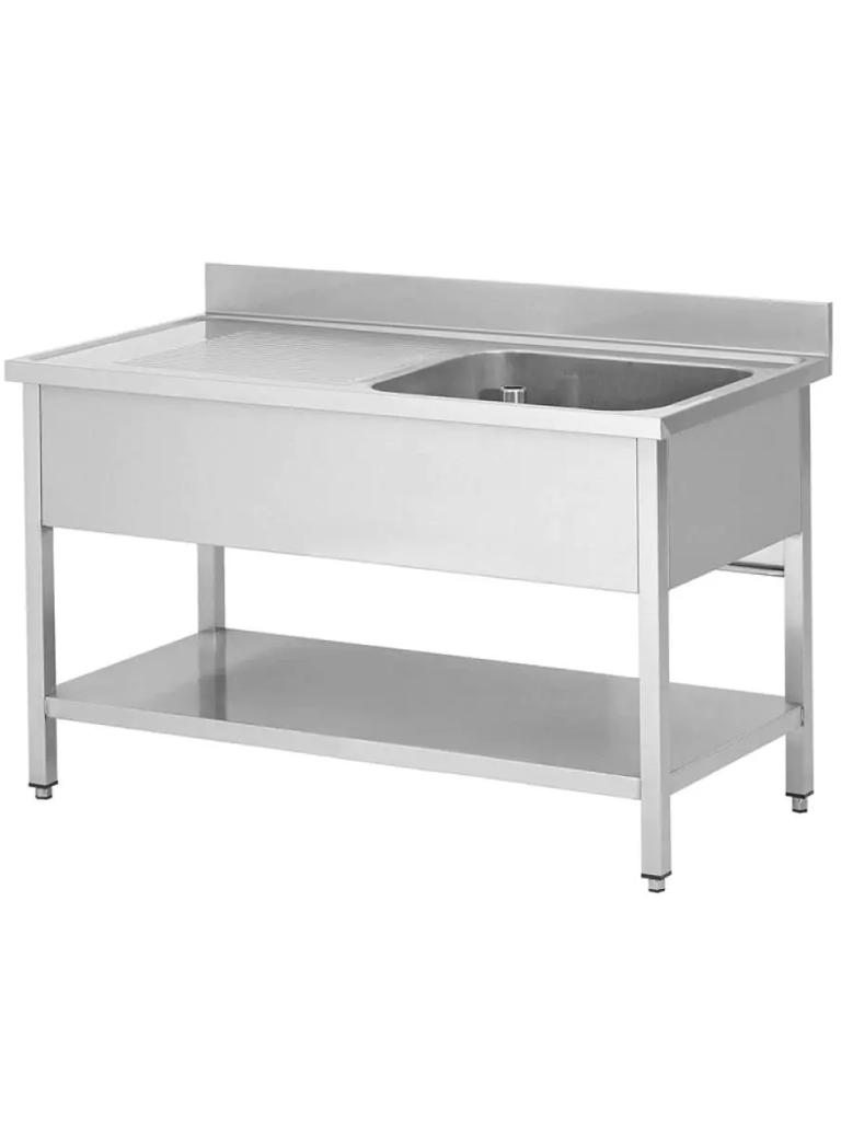 Evier inox pour restauration - 1 bac à droite - avec étagère - démontable - G-Line
