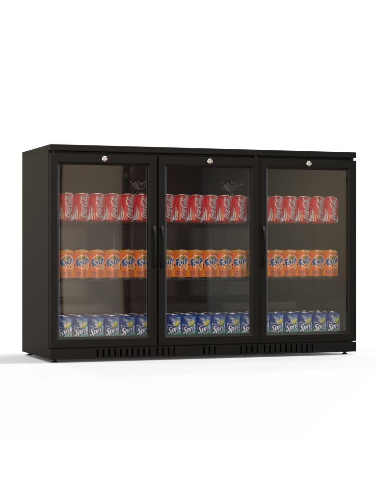 Réfrigérateur bar - Porte vitrée - 3 portes - 254 Litres - Intérieur noir - H 86,5 x L 135 x P 53 CM - G-Line