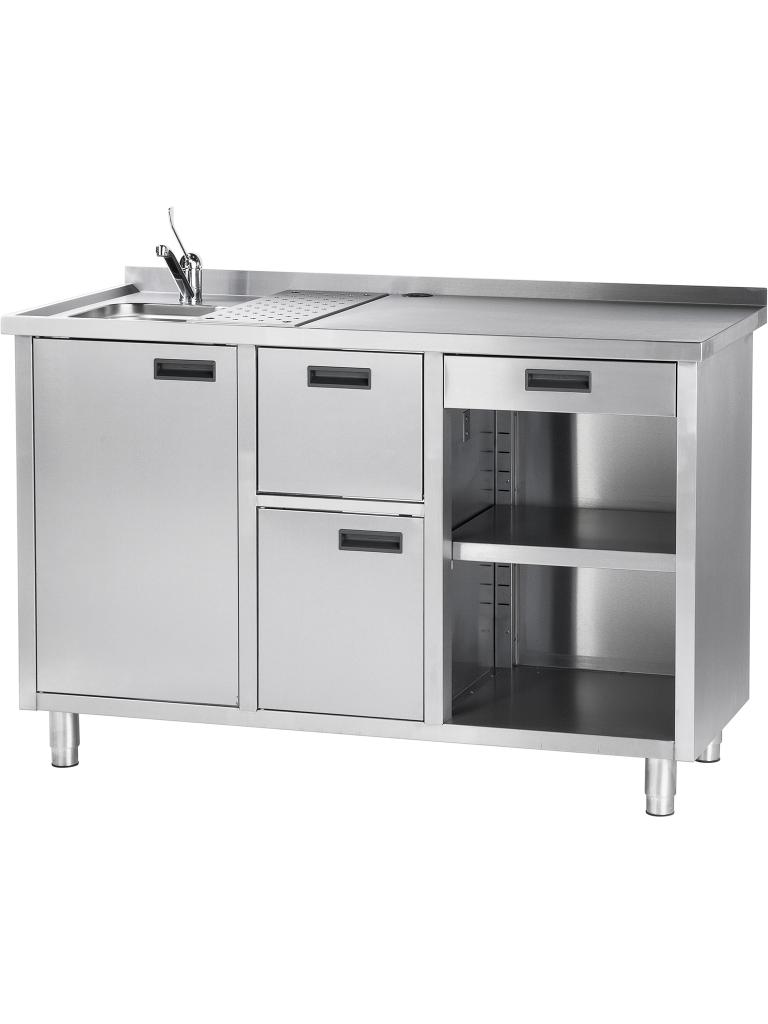 Etabli distributeur de café - H 100 x 150 x 70 CM - Evier - Inox - G-Line