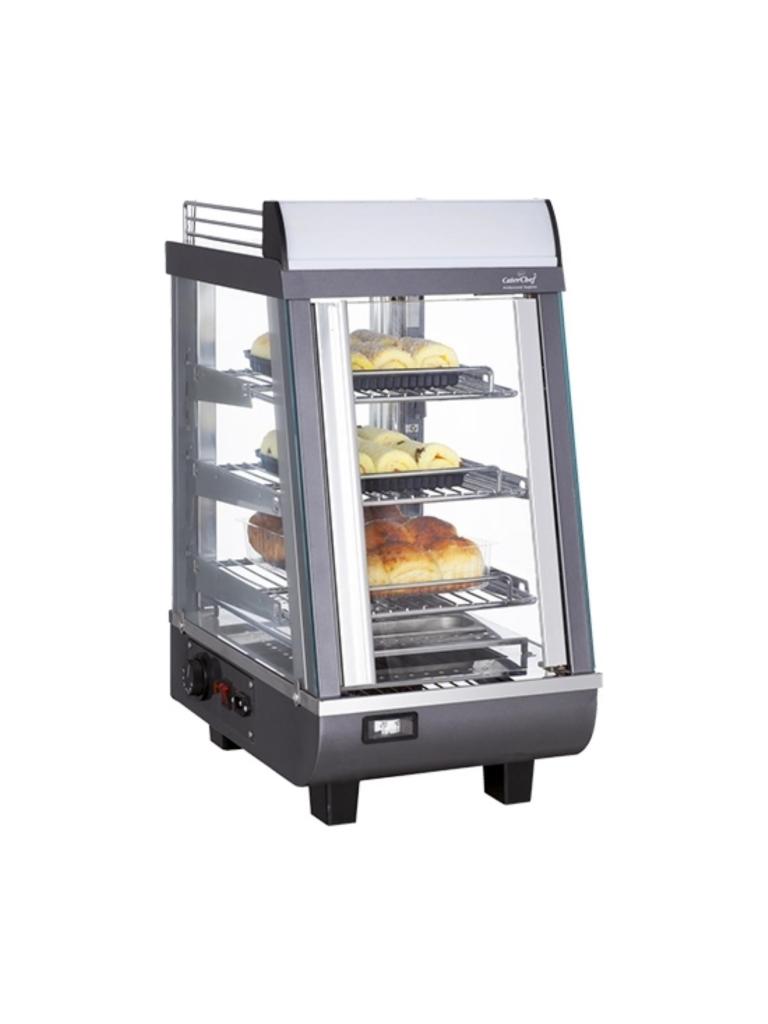Vitrine chauffante - H 66,3 x 34,5 x 48,4 CM - 21,2 KG - 220 - 240 V - 800 W - Inox - +30°C / +90°C - Chef traiteur - 688076