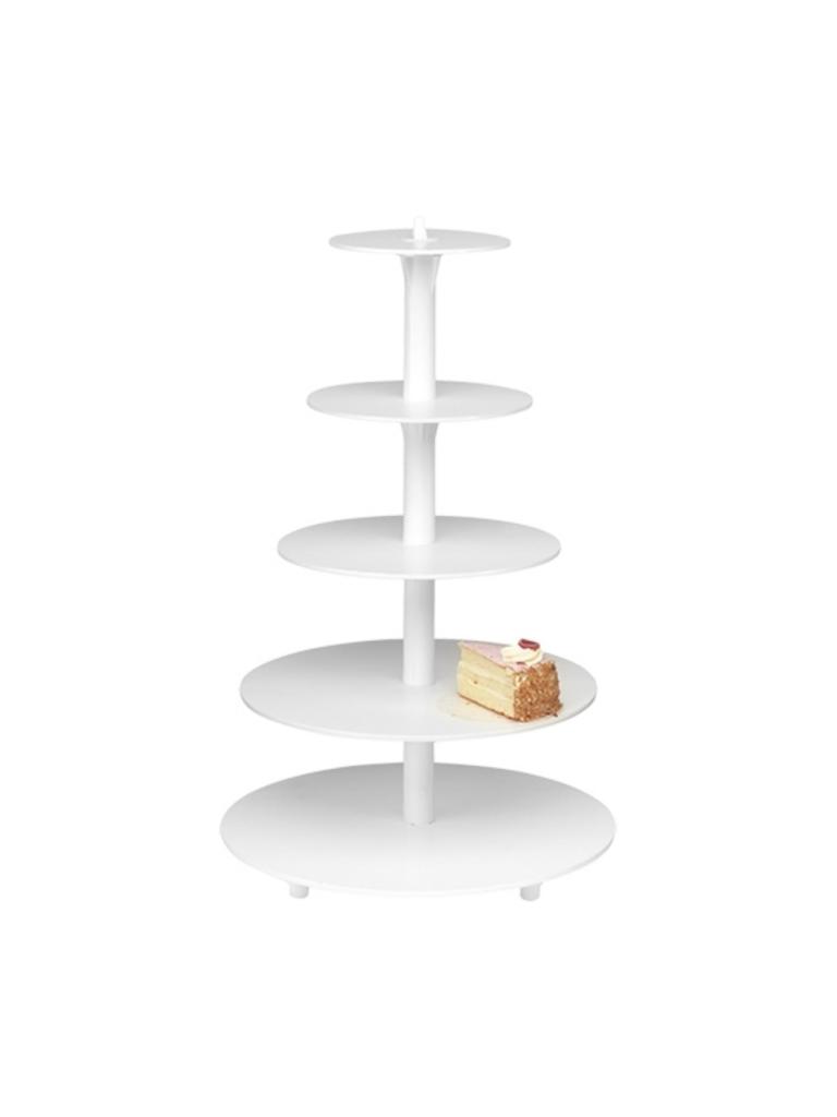 Présentoir à Gâteau Etages-5X - H 72 CM - 1,79 KG - Ø44 CM - Plastique - Blanc - 050032