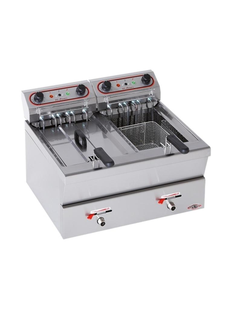 Friteuse - H 42 x 62 x 58 CM - 22 KG - 380 - 415 - Sans - Prise V - 7000 W - Inox - 12 Litre - Electrique - Stilfer - 527212